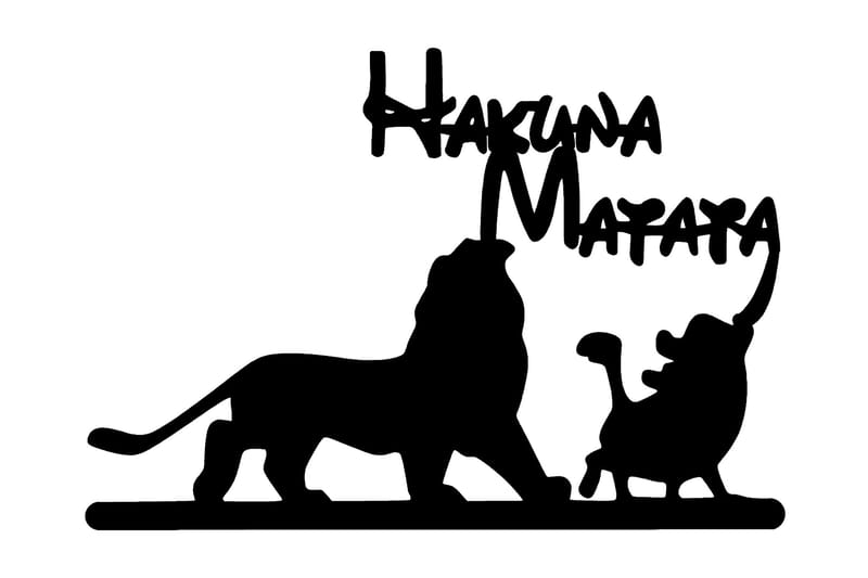 Hakuna Matata Lion And Piggy Veggdekor - Svart - Innredning - Veggdekorasjon - Skilt - Metallskilt