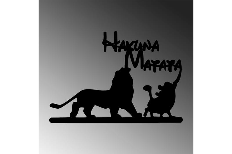 Hakuna Matata Lion And Piggy Veggdekor - Svart - Innredning - Veggdekorasjon - Skilt - Metallskilt