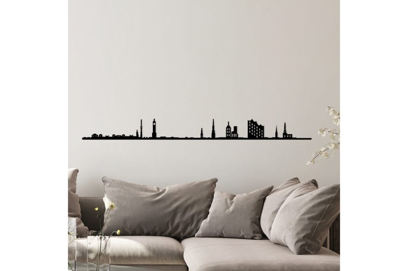 Hamburg Skyline Veggdekor - Svart - Innredning - Veggdekorasjon - Skilt - Metallskilt