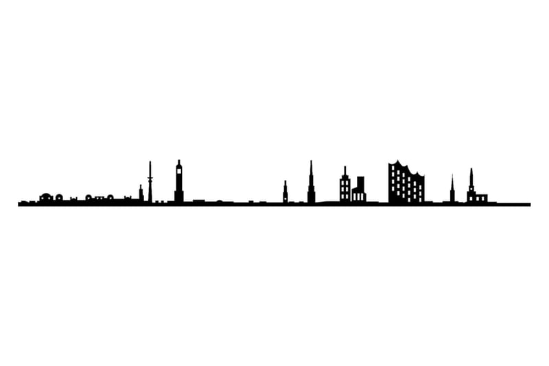 Hamburg Skyline Veggdekor - Svart - Innredning - Veggdekorasjon - Skilt - Metallskilt