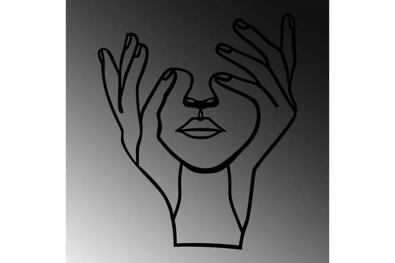 Hand Face Veggdekor - Svart - Metallskilt