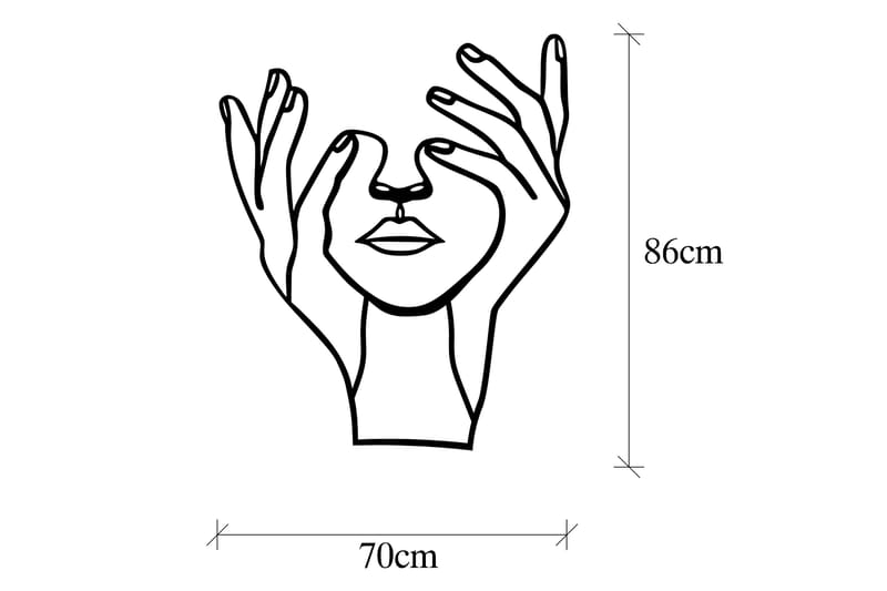 Hand Face Veggdekor - Svart - Metallskilt