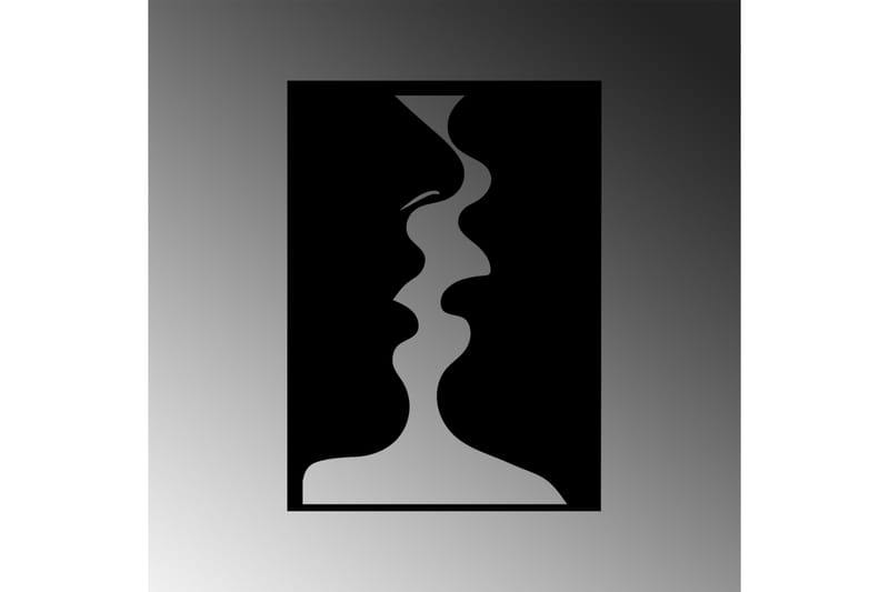 Kissing Moment Veggdekor - Svart - Metallskilt