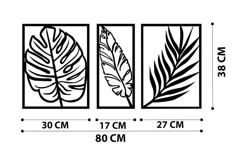 Leaf 2 Veggdekor - Svart - Innredning - Veggdekorasjon - Skilt - Metallskilt