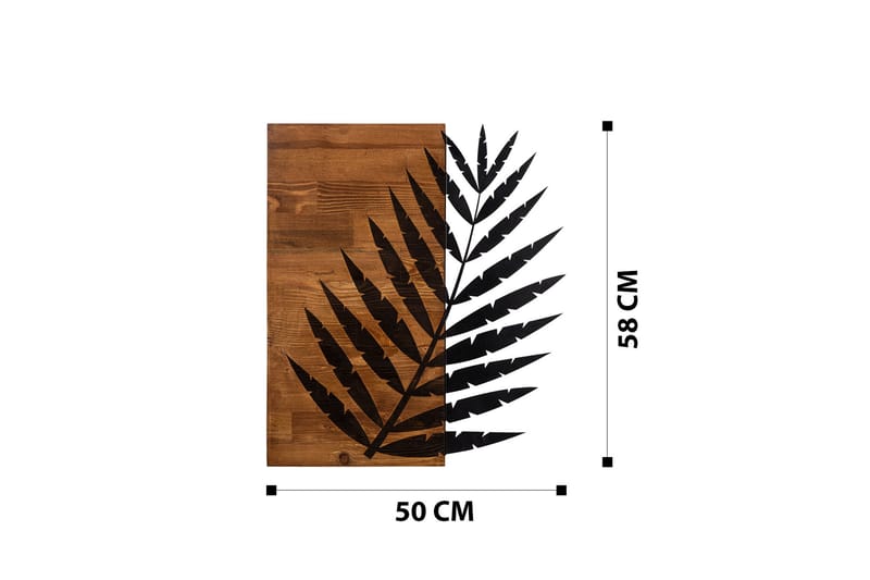 Leaf 3 Veggdekor - Svart/Valnøtt - Innredning - Veggdekorasjon - Skilt - Metallskilt