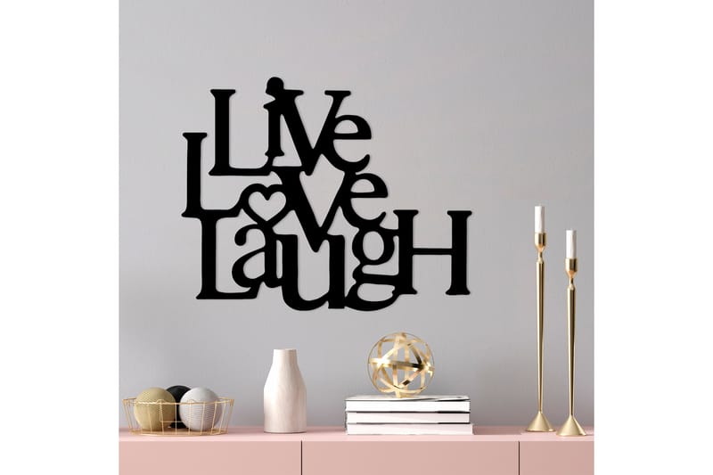 Live-Love-Laugh Veggdekor - Svart - Innredning - Veggdekorasjon - Skilt - Metallskilt