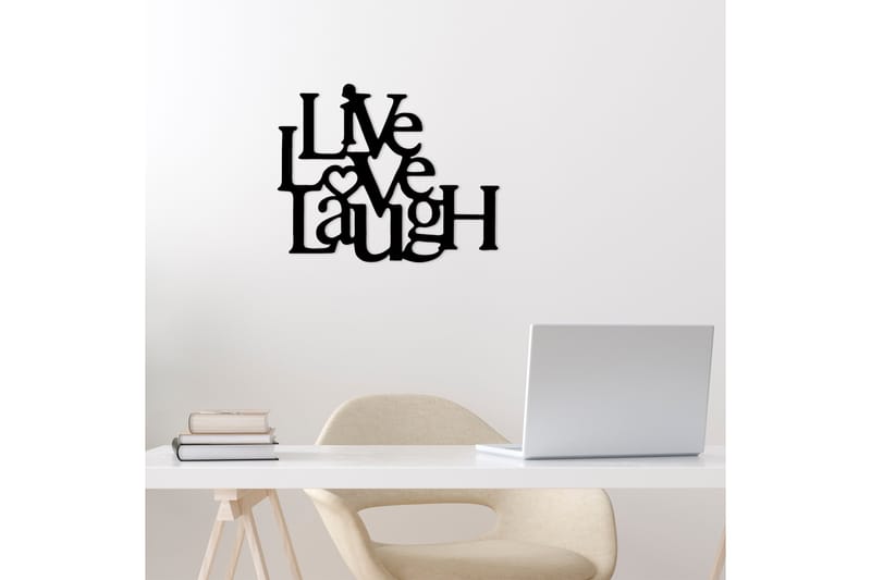 Live-Love-Laugh Veggdekor - Svart - Innredning - Veggdekorasjon - Skilt - Metallskilt