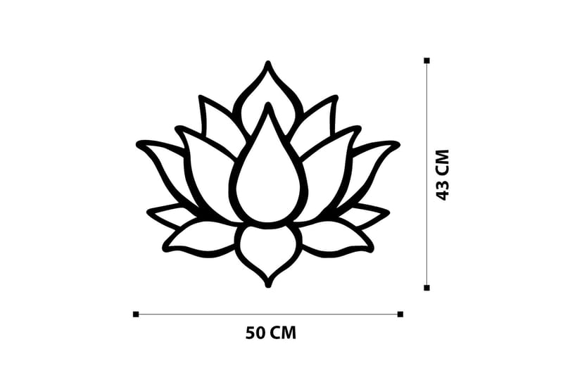 Lotus Flower 1 Veggdekor - Svart - Metallskilt