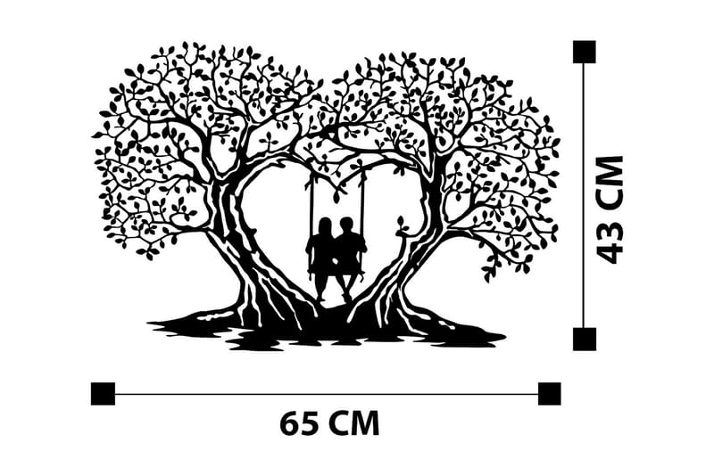 Love Tree Veggdekor - Svart - Innredning - Veggdekorasjon - Skilt - Metallskilt