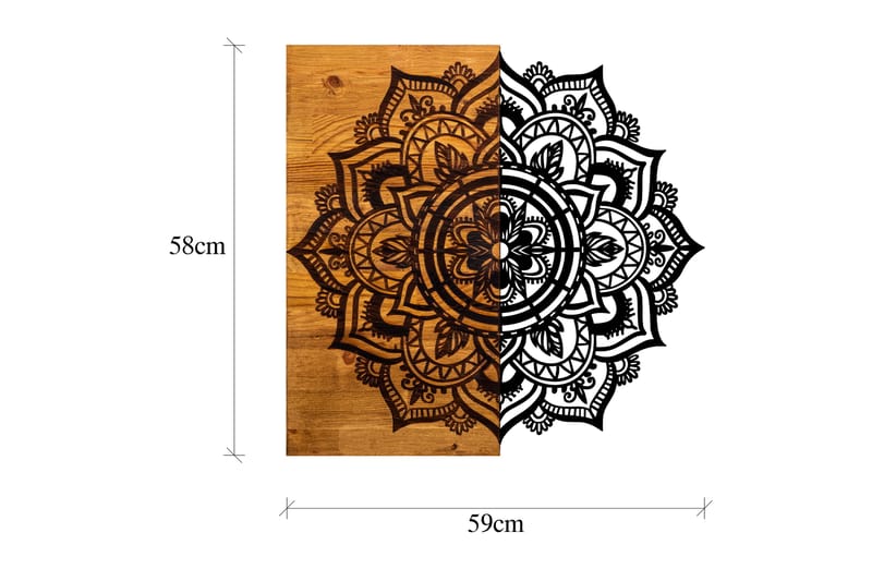 Mandala 6 Veggdekor - Svart/Valnøtt - Innredning - Veggdekorasjon - Skilt - Metallskilt