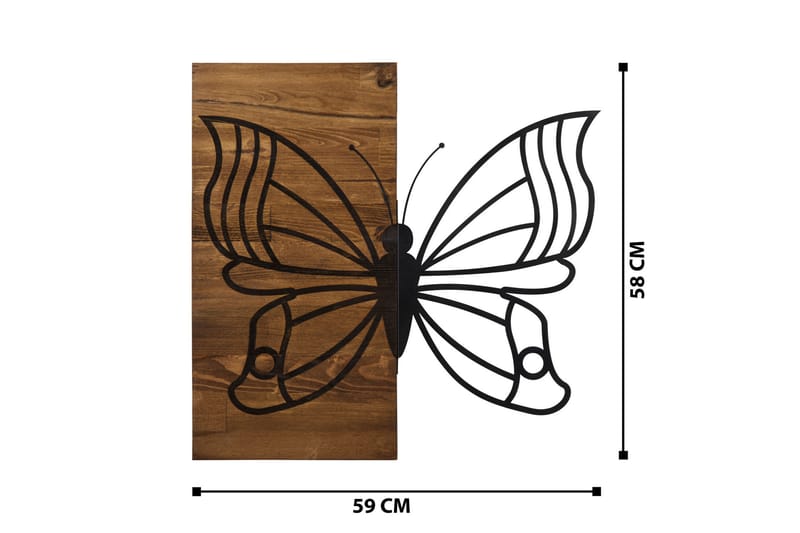 Morpho Veggdekor - Svart/Valnøtt - Innredning - Veggdekorasjon - Skilt - Metallskilt