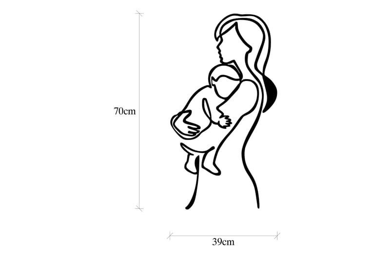 Mother And Baby Veggdekor - Svart - Innredning - Veggdekorasjon - Skilt - Metallskilt