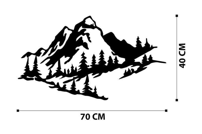 Mountain 2 Metal Veggdekor - Svart - Innredning - Veggdekorasjon - Skilt - Metallskilt