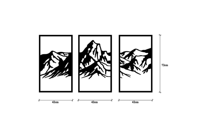 Mountain 4 Veggdekor - Svart - Innredning - Veggdekorasjon - Skilt - Metallskilt