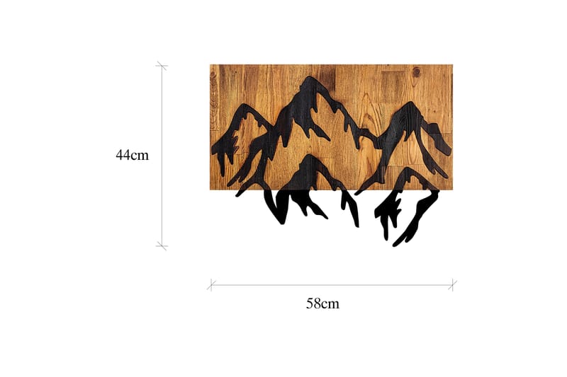 Mountain 5 Veggdekor - Svart/Lys Valnøtt - Innredning - Veggdekorasjon - Skilt - Metallskilt