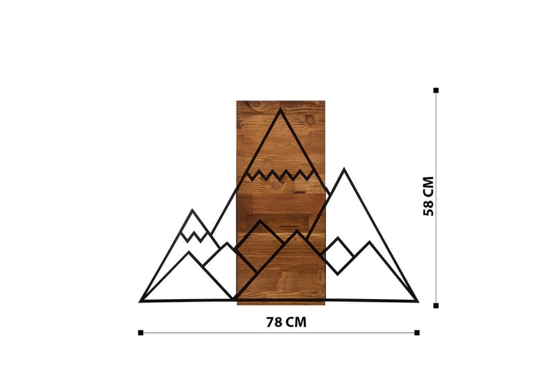 Mountain Veggdekor - Svart/Valnøtt - Innredning - Veggdekorasjon - Skilt - Metallskilt