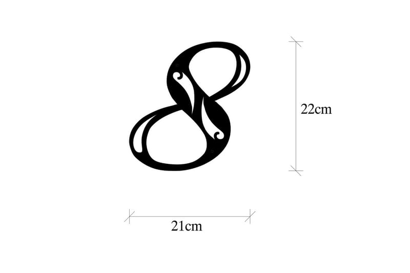 Number 8 - 2 Veggdekor - Svart - Innredning - Veggdekorasjon - Skilt - Metallskilt