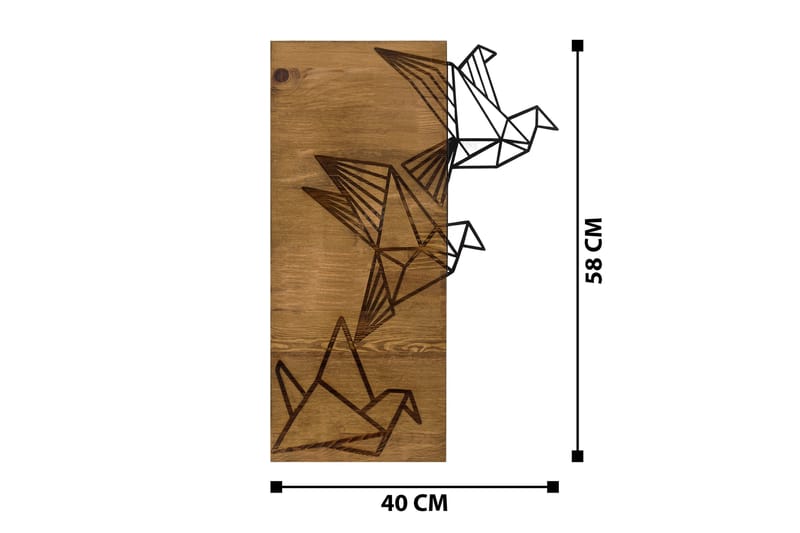 Origami Veggdekor - Svart/Valnøtt - Innredning - Veggdekorasjon - Skilt - Metallskilt