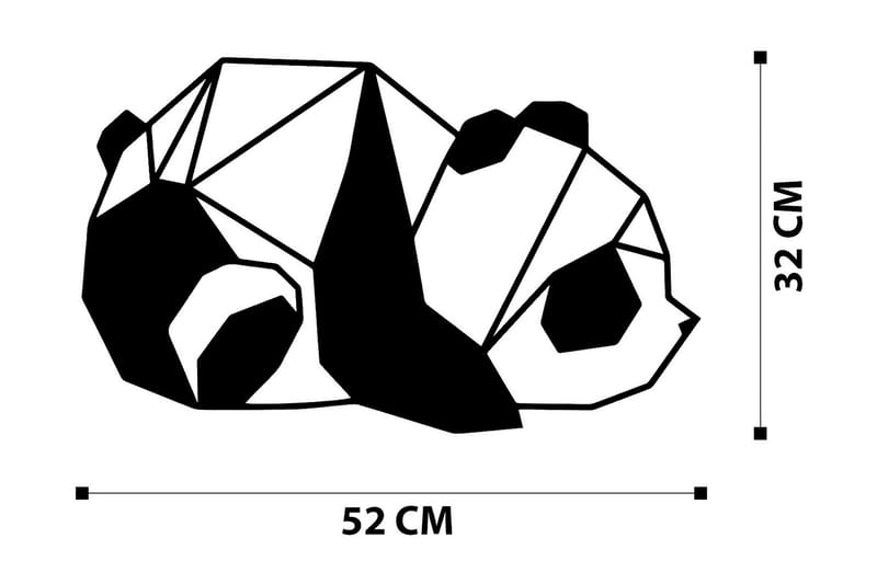 Panda 2 Veggdekor - Svart - Innredning - Veggdekorasjon - Skilt - Metallskilt