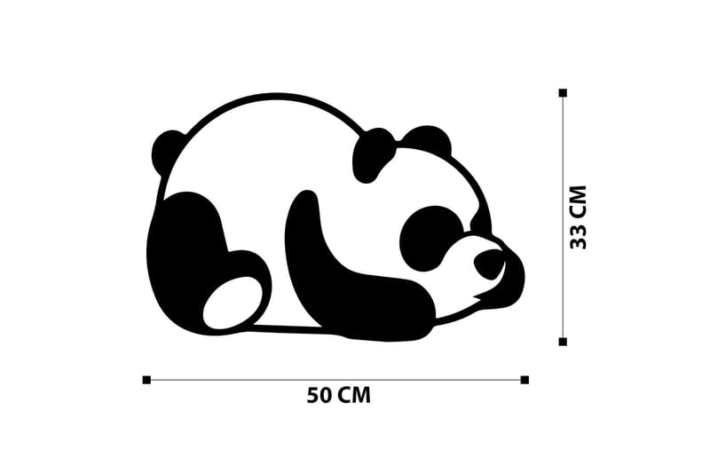 Panda Veggdekor - Svart - Innredning - Veggdekorasjon - Skilt - Metallskilt