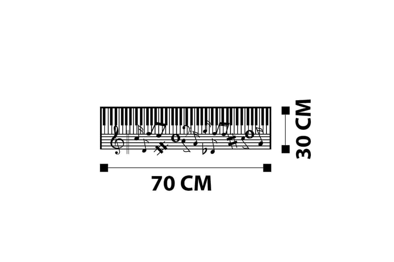 Piano Veggdekor - Svart - Innredning - Veggdekorasjon - Skilt - Metallskilt
