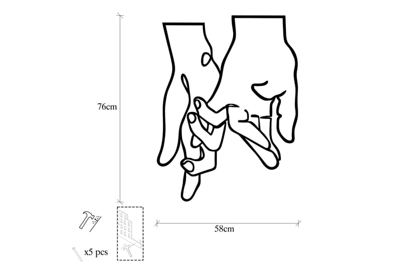 Pinky Love Veggdekor - Svart - Innredning - Veggdekorasjon - Skilt - Metallskilt