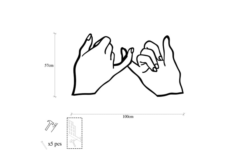 Pinky Promise Veggdekor - Svart - Innredning - Veggdekorasjon - Skilt - Metallskilt