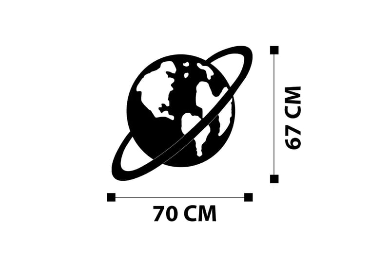 Planet - Veggdekor - Svart - Innredning - Veggdekorasjon - Skilt - Metallskilt