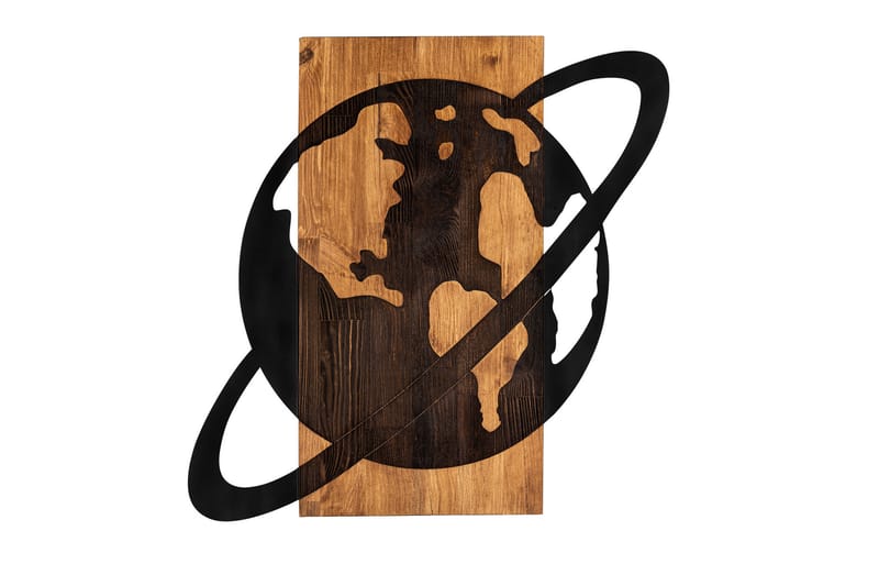 Planet Wooden Accessory Veggdekor - Svart/Valnøtt - Innredning - Veggdekorasjon - Skilt - Metallskilt