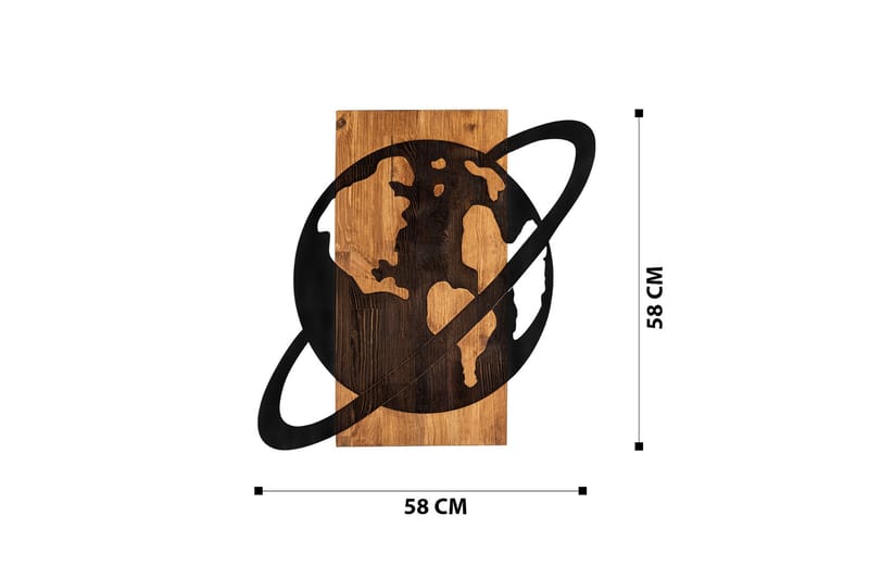 Planet Wooden Accessory Veggdekor - Svart/Valnøtt - Innredning - Veggdekorasjon - Skilt - Metallskilt