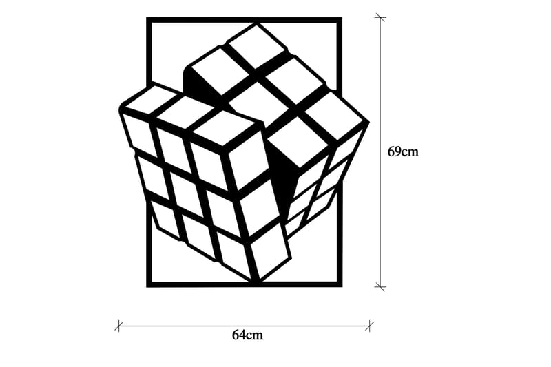 Rubik's Cube Veggdekor - Svart - Innredning - Veggdekorasjon - Skilt - Metallskilt