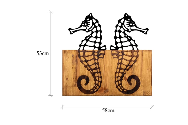 Seahorse Veggdekor - Svart/Valnøtt - Innredning - Veggdekorasjon - Skilt - Metallskilt