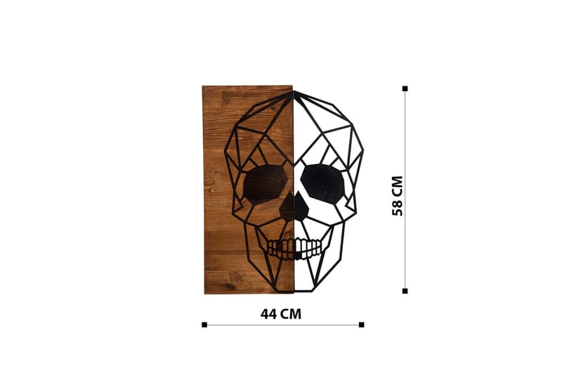 Skull Veggdekor - Svart/Valnøtt - Innredning - Veggdekorasjon - Skilt - Metallskilt