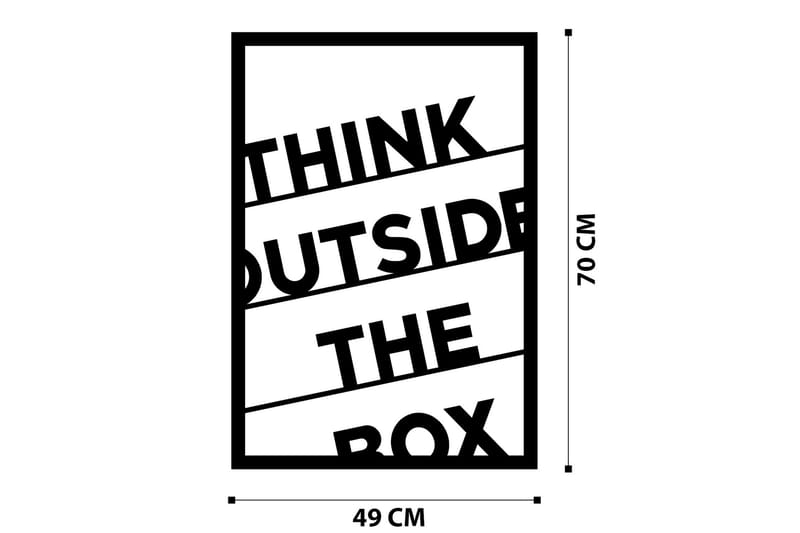 Think Outside The Box 50 cm Veggdekor - Svart - Innredning - Veggdekorasjon - Skilt - Metallskilt