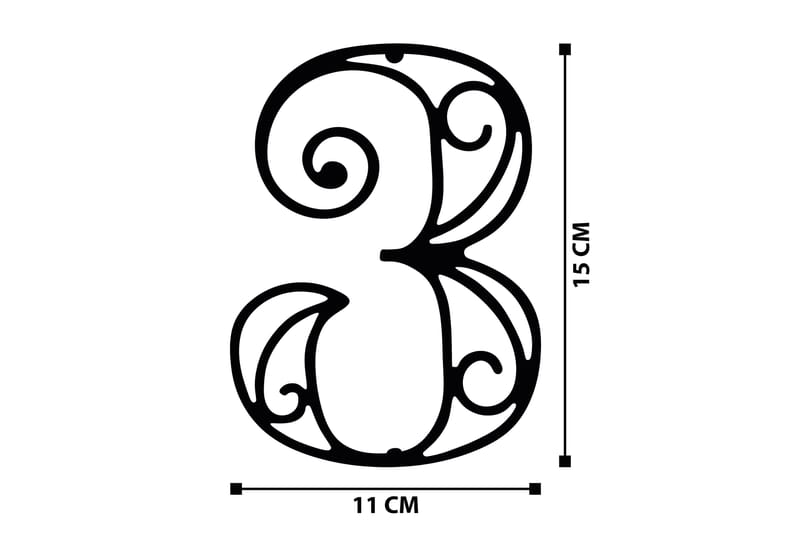 Three Veggdekor - Svart - Innredning - Veggdekorasjon - Skilt - Metallskilt