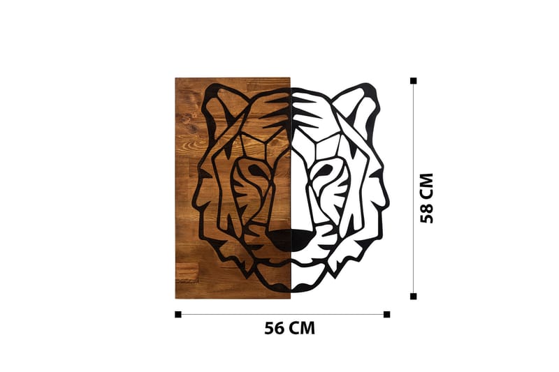 Tiger1 Veggdekor - Svart/Valnøtt - Innredning - Veggdekorasjon - Skilt - Metallskilt