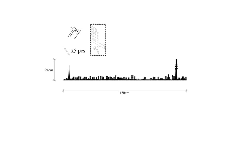 Tokyo Skyline Veggdekor - Svart - Innredning - Veggdekorasjon - Skilt - Metallskilt