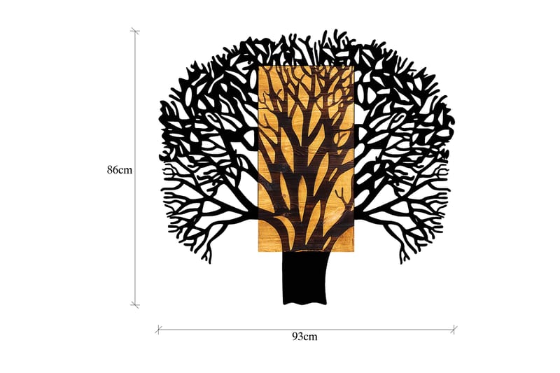 Tree 1 Veggdekor - Svart/Valnøtt - Innredning - Veggdekorasjon - Skilt - Metallskilt