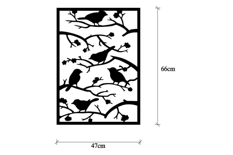 Tree Branch Birds Veggdekor - Svart - Innredning - Veggdekorasjon - Skilt - Metallskilt