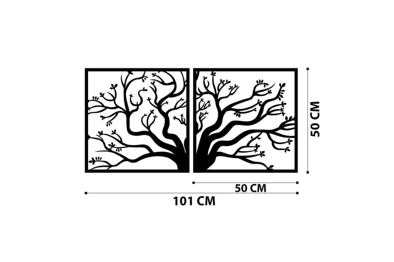 Tree Metal Decor Veggdekor - Svart - Metallskilt