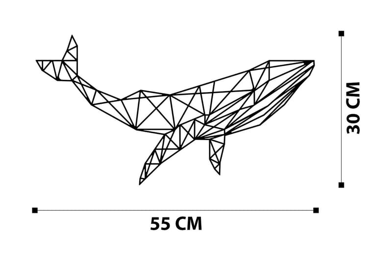 Whale 1 Veggdekor - Svart - Innredning - Veggdekorasjon - Skilt - Metallskilt