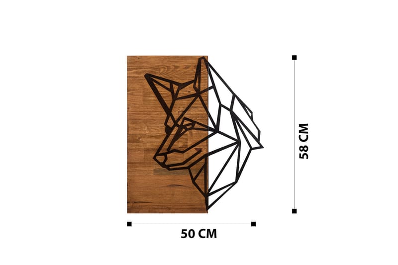 Wolf Veggdekor - Svart/Valnøtt - Innredning - Veggdekorasjon - Skilt - Metallskilt