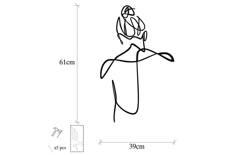 Woman With Hair Bun Veggdekor - Svart - Innredning - Veggdekorasjon - Skilt - Metallskilt