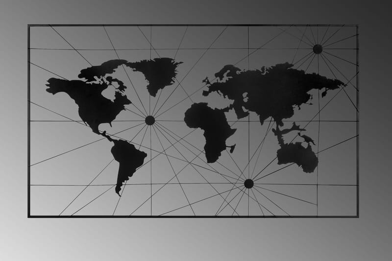 World Map 16 Veggdekor - Svart - Innredning - Veggdekorasjon - Skilt - Metallskilt