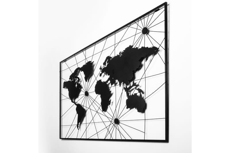 World Map 16 Veggdekor - Svart - Innredning - Veggdekorasjon - Skilt - Metallskilt