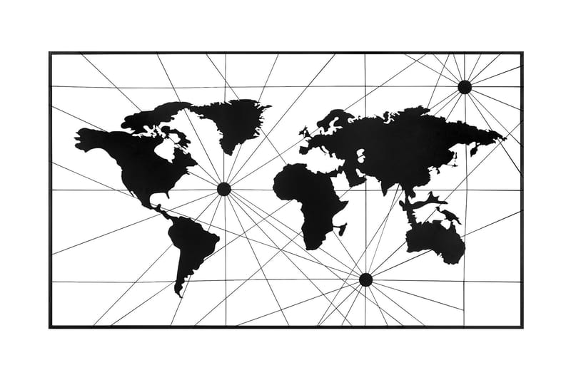 World Map 16 Veggdekor - Svart - Innredning - Veggdekorasjon - Skilt - Metallskilt