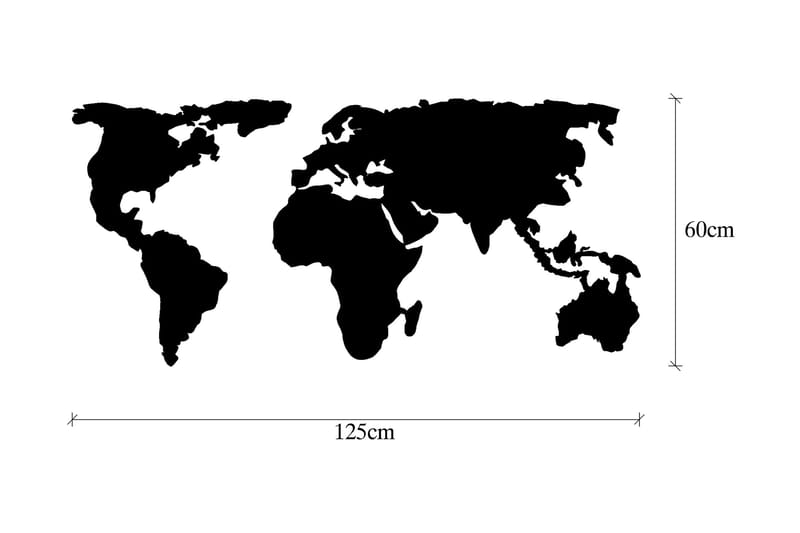 World Map 2 Veggdekor - Svart - Innredning - Veggdekorasjon - Skilt - Metallskilt