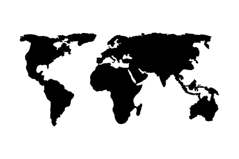 World Map 2 Veggdekor - Svart - Innredning - Veggdekorasjon - Skilt - Metallskilt