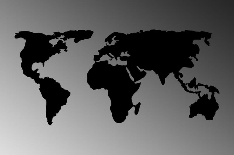 World Map 2 Veggdekor - Svart - Innredning - Veggdekorasjon - Skilt - Metallskilt