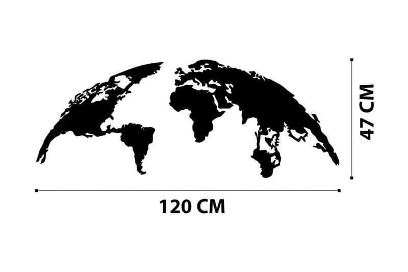 World Map Medium Veggdekor - Svart - Innredning - Veggdekorasjon - Skilt - Metallskilt